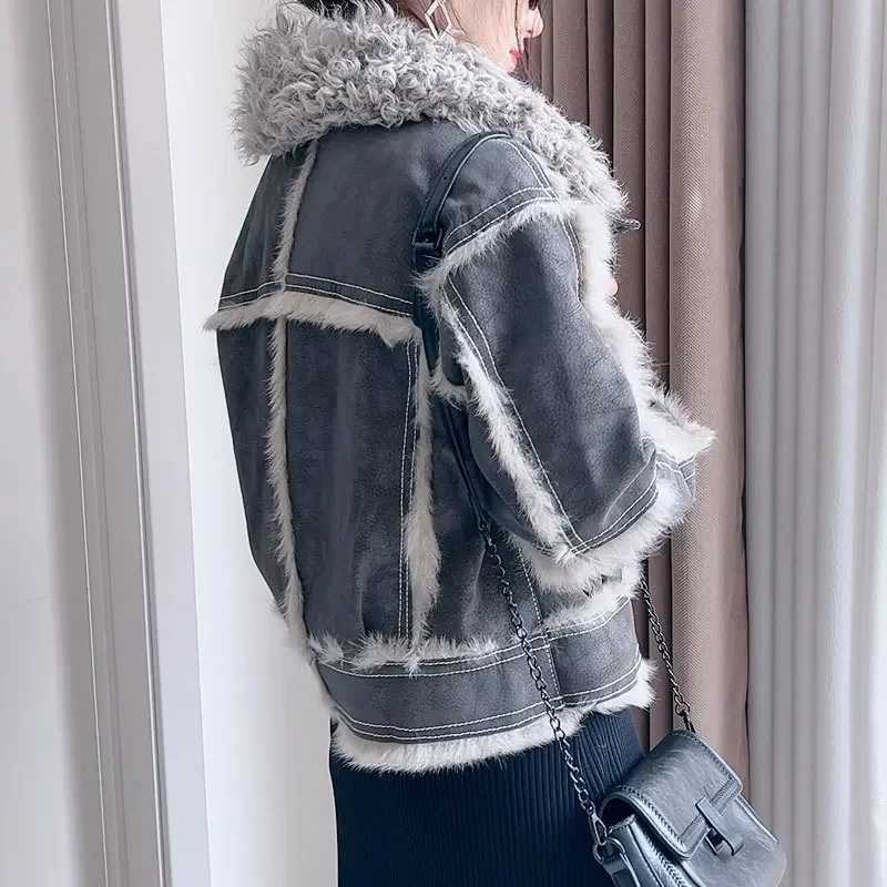 Fur Coat Women Winter 2024 New In Jacket Natural Real Rabbit Hair Inner Liner Short Casual Slim V-Neck Sheepskin Coat For WomenX241018