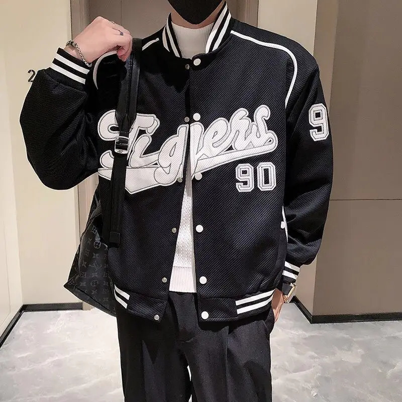 Japanese Hip Hop Baseball Uniform Jacket Mens Velvet Thickened Korean Style Spring Autumn Handsome Aesthetic Coat 241018