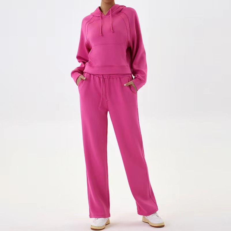2025-- Women Sports Hooded Sweater Suit Yoga Jogging Two Piece Set Winter Coat Fitness Sweatshirt Workout Hoodie Long Pants Jogger Suit Gym Tracksuit