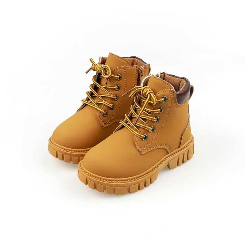 Boots New Childrens Boot for Boy Spring Autumn Black School Boots for Girls Causal Versatile Kids Ankle Short Boots Fashion Round-toe H241018