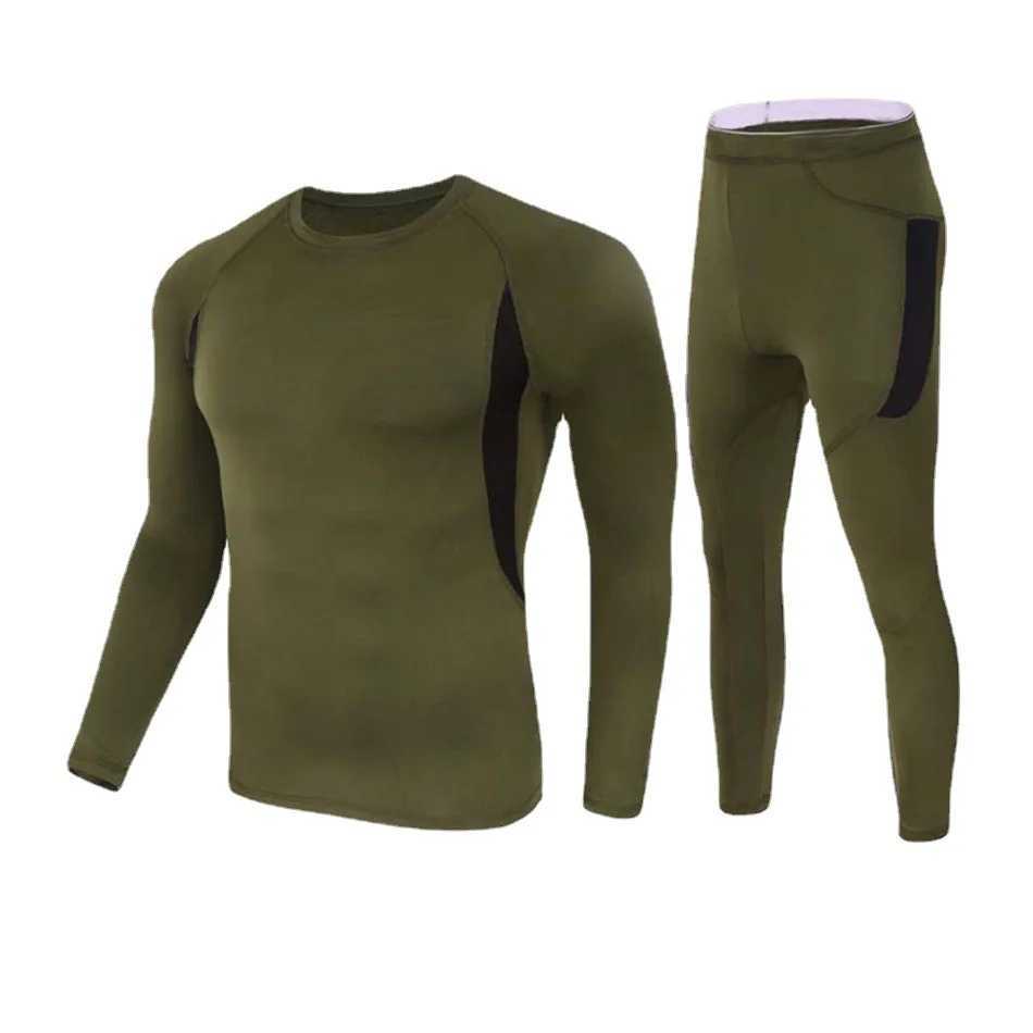 Mens Thermal Underwear 2pieceset tactical uniform winter hot underwear set outdoor quick drying tactical long compression fitness suit 2024 new mode Y