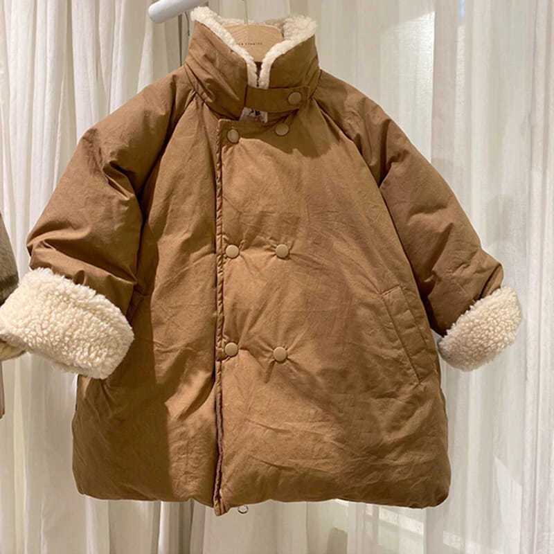 Boys outerwear cotton jacket long warm and velvet thick winter childrens clothing M241018