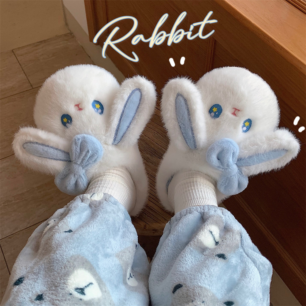Soft & Warm Rabbit Slippers: Indoor Plush Cotton Slippers for Women