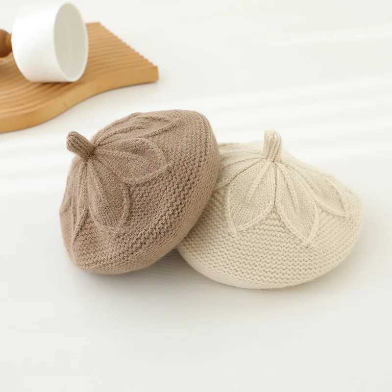 Knitted Beret Hat for Baby Hair Accessories Solid Candy Color Painter Cap for Girl Kids Bonnet Children Warm Hats 1-6M LX241018