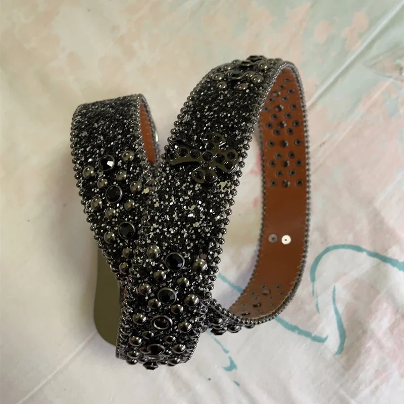 NOWISBB Y2K Rhinestones Belts Quality Western Cowgirl Cowboy Diamond Bling Cinturones Para Hombre er Goth 241018