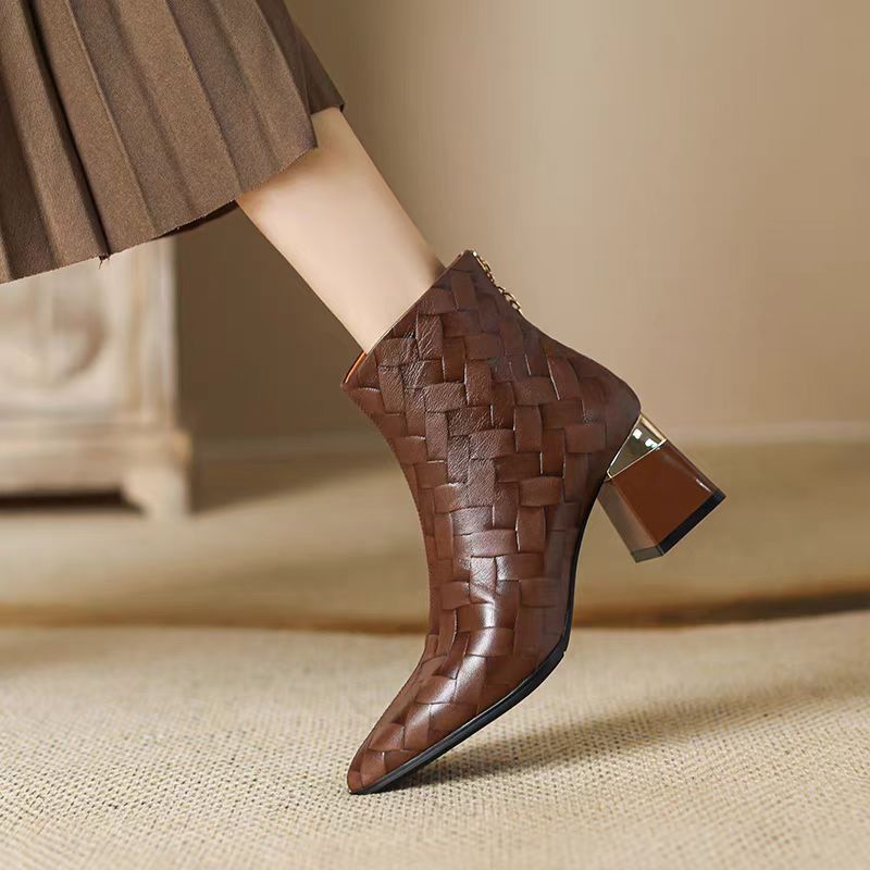 Leather High Heel Martin | Trendy 2024 Winter Boots for Women ab88