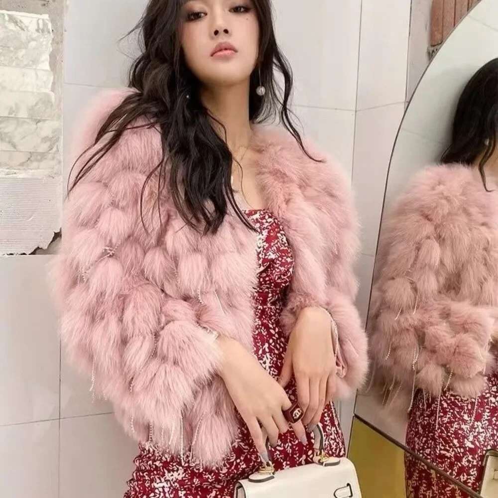 Real Jackets New Natural Fox With Tassels Fashion Winter Warm Fur Women Coatsfur Coat Thick Hotsweet