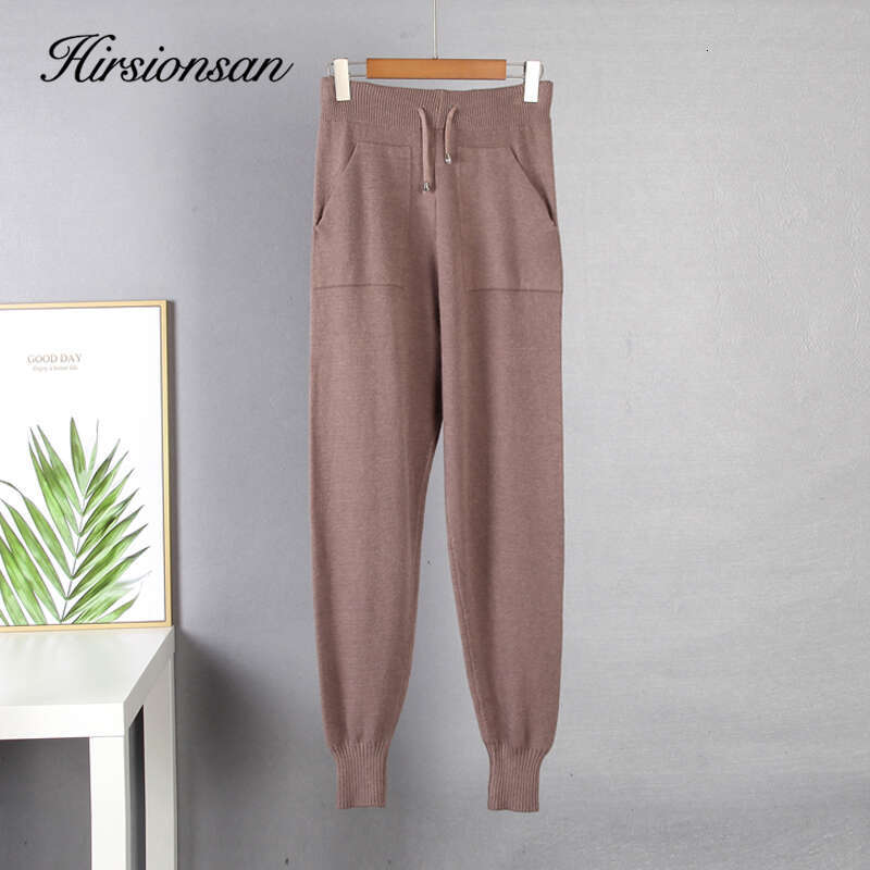 Hirsionsan Elegant Cashmere Knitted Sets Women 2023 Winter Warm Basicl Two Pieces Loose Sweater And Harem Pants Female Tracuit