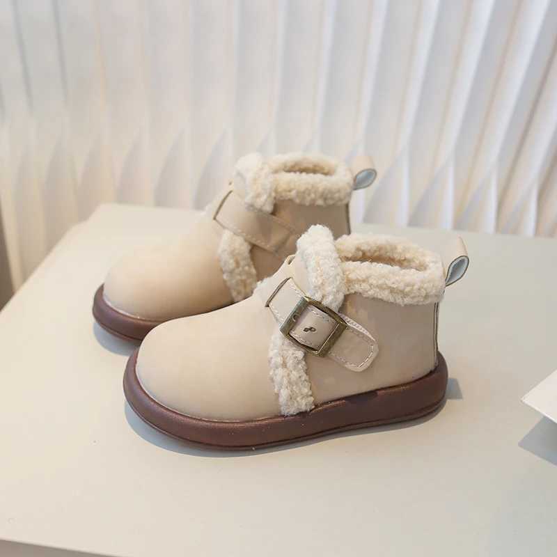 Boots Girls leather boots with flat bottomed Boted mid leg Slves autumn/winter girls fashion boots size 22-33 Sandas De Mujer H241018
