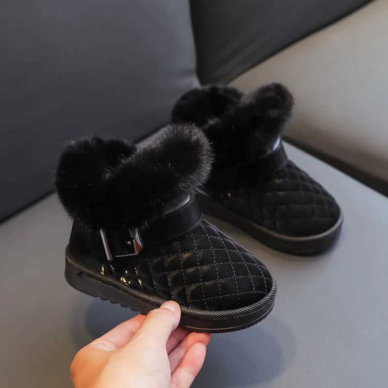 Boots Childrens snow boots girls cotton shoes winter plush warm and anti slip childrens shoes H241018