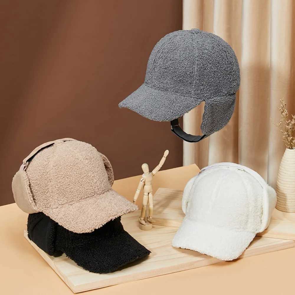 New winter lamb fleece thickened baseball cap men and women luxury simple trend outdoor windproof ear protection warm peaked hatX241018