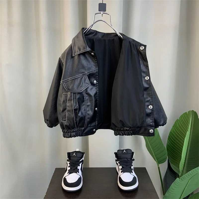 Boys outerwear jacket windproof jacket PU winter autumn cotton sports youth Christmas gift childrens clothing M241018