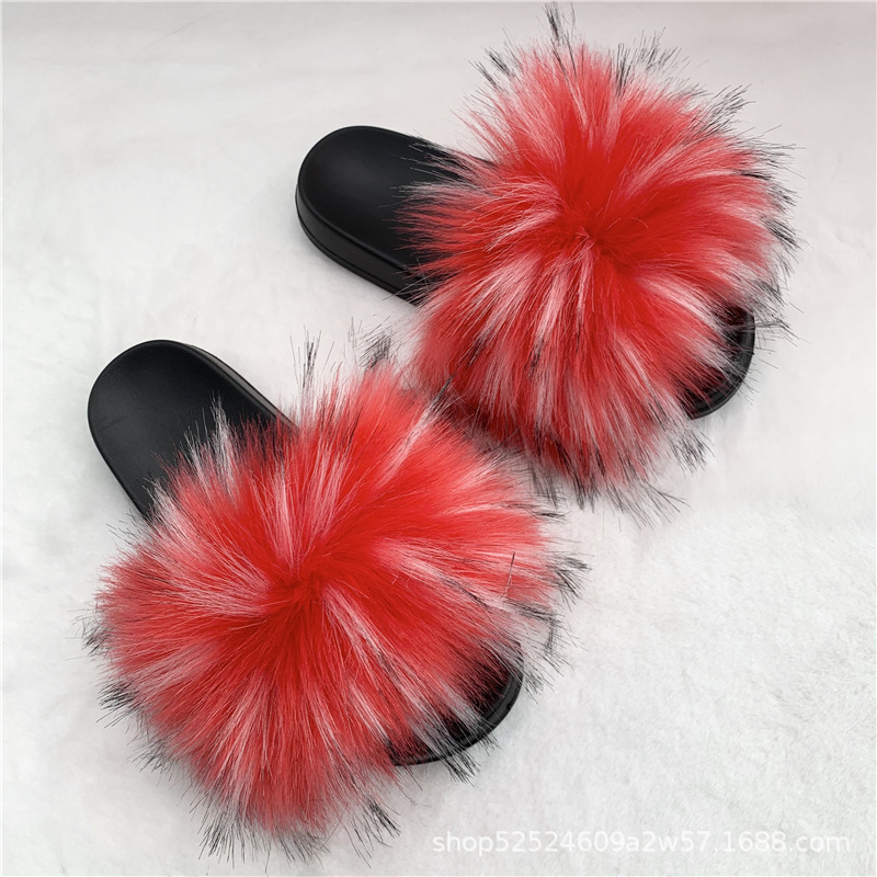 New Women S Men Slippers With Imitation Raccoon Fox Fur And Adhesive PVC For Home Use Ddmythur