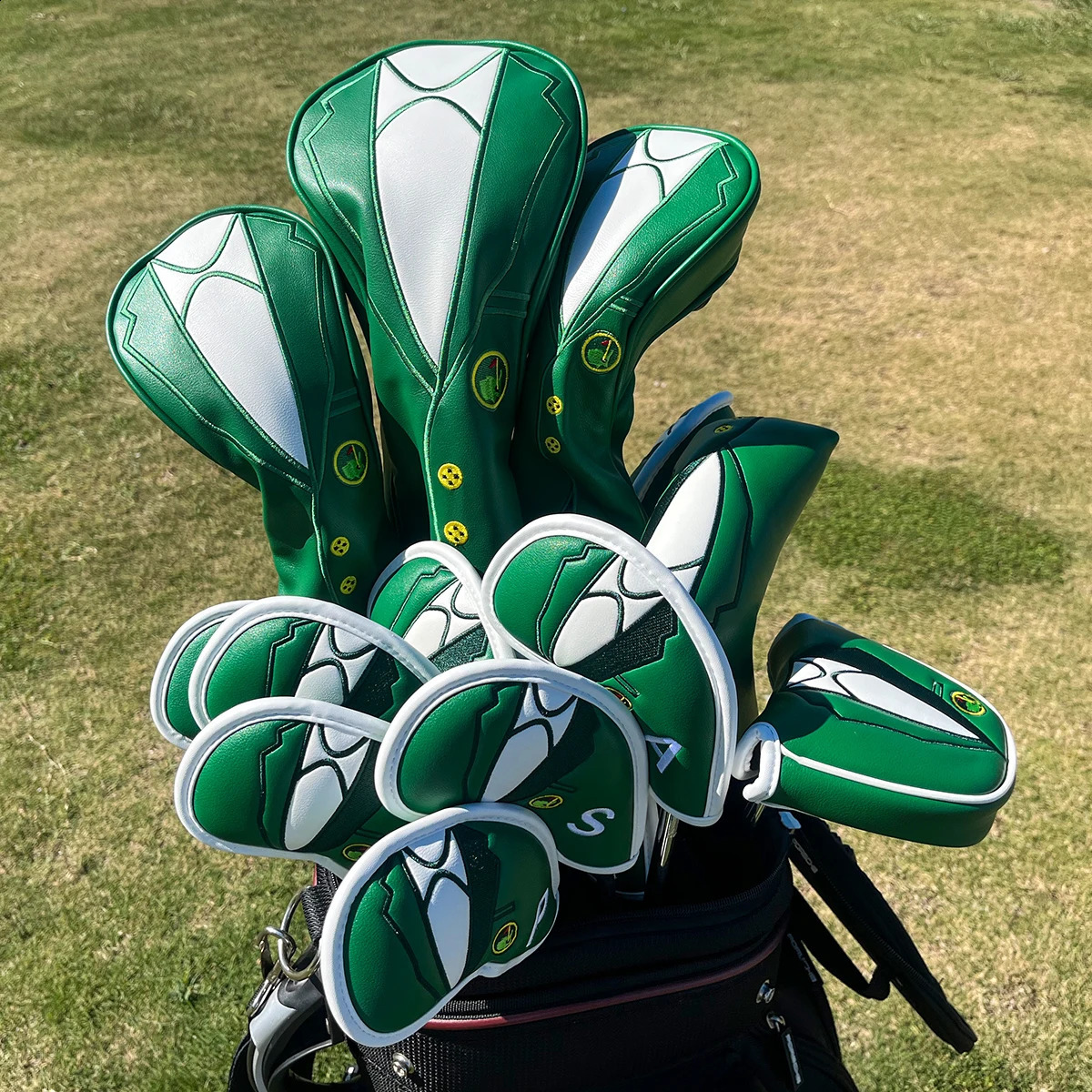 Golf Head covers The Green Jacket Golf Head covers Set for Golf Iron Driver Fairway Hybrid Blade Putter Mallet Putter Covers 241017
