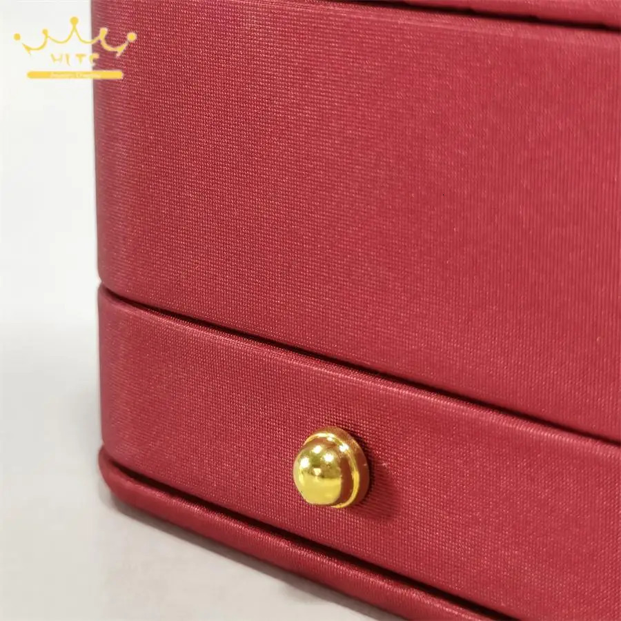 Wine Red Gift Packaging Box Ring Necklace Organizer Case High Grade Leather Jewelry Boxes Wedding Ring Box for Lovers 241007