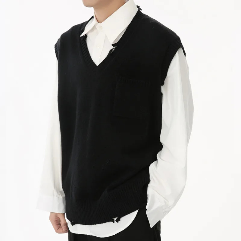 LEVIORTIN Autumn Product Korean Edition College Style Vneck Knitted Vest Sweater Trendy 241018