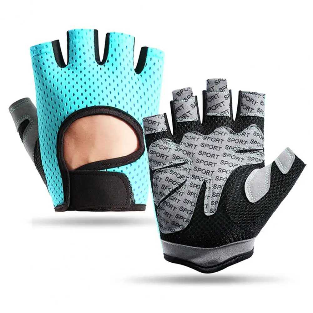 Non slip half finger sports gloves with full palm protection suitable for weightlifting bicycles unisex outdoor sports glovesW241018
