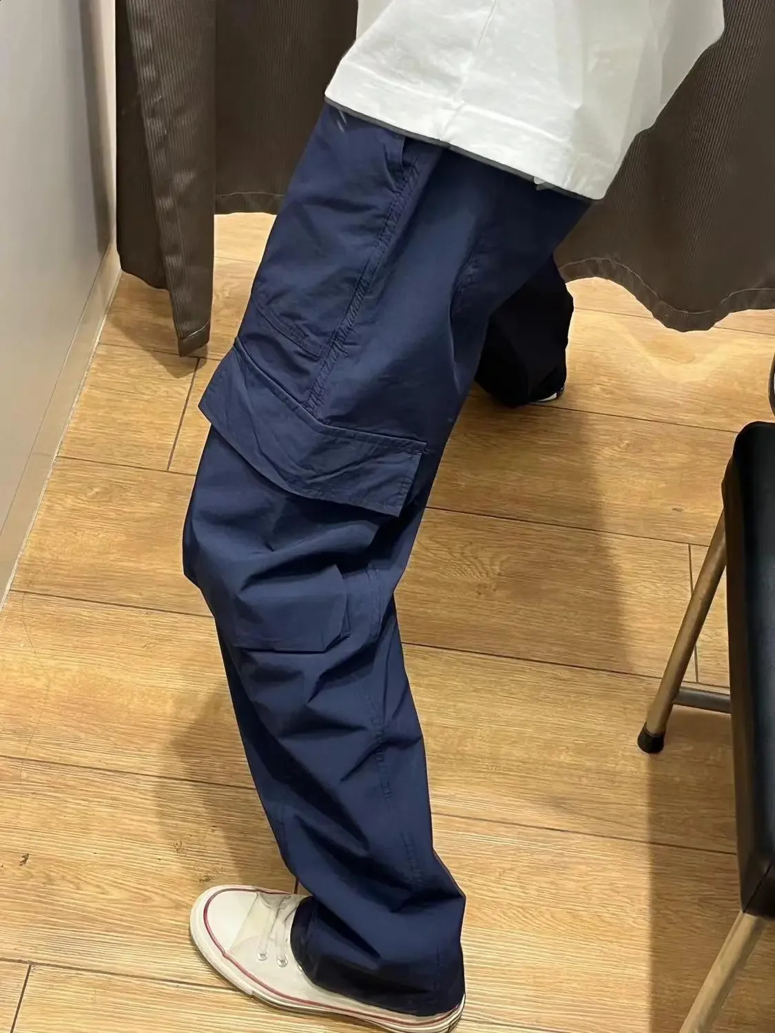 Navy Blue Cleanfit Pants Men American Retro Multi Pocket Workwear Trousers High Street Straight Leg High Street Vintage Pants 241010