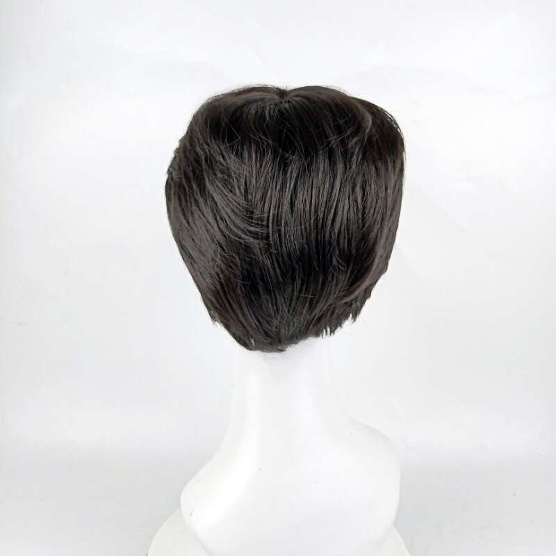 Men's Fluffy Hoodie With Middle Split Bangs, Short Hair Mechanism, Synthetic Fiber Wig