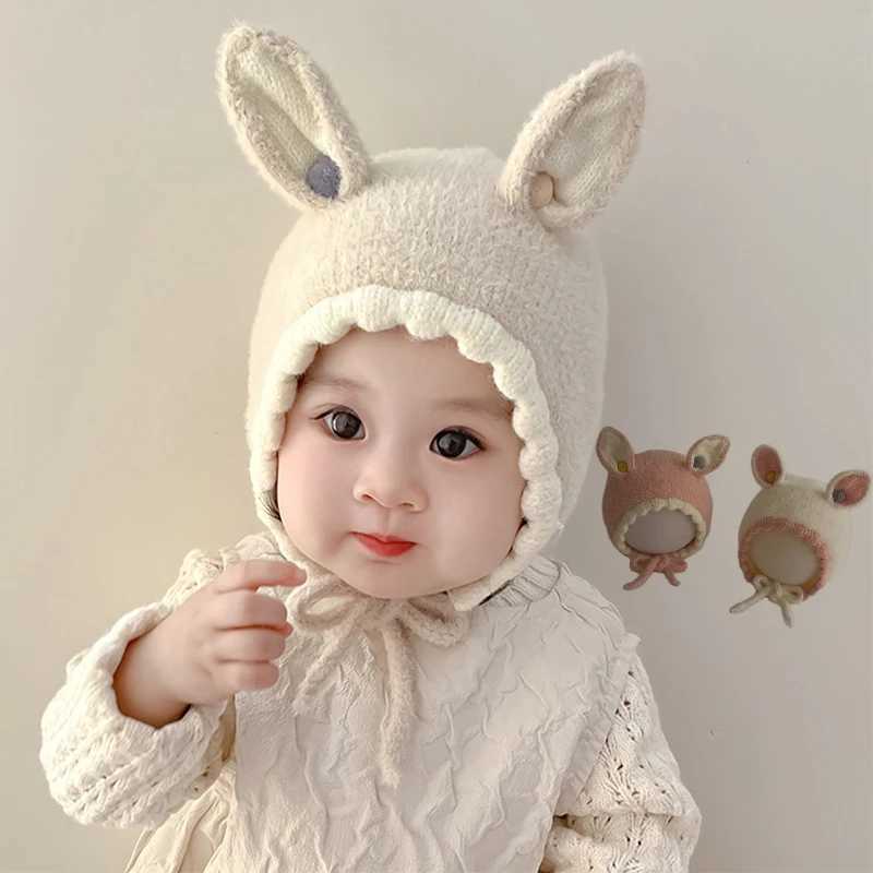 Baby Knit Hat Autumn Winter Warm Ear Protection Cap for Infant Beanies Cute Solid Color Rabbit Ears Toddler Earmuffs Cap LX241018