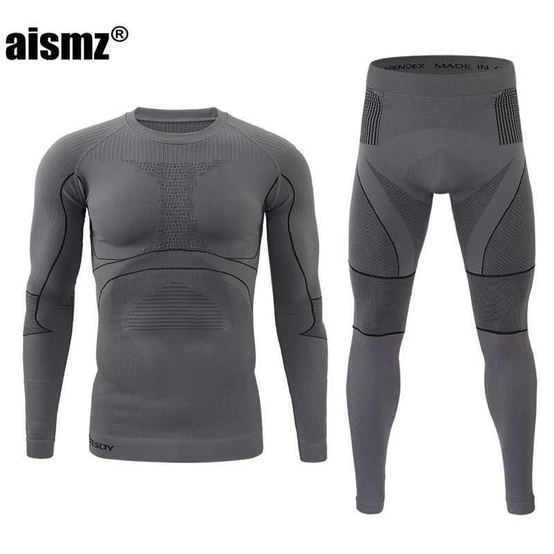 Men's Thermal Underwear Aismz Seamless Tight Tactical Mens Winter Thermal Underwear Men Sportswear Function Breathable Training Cycling Long John