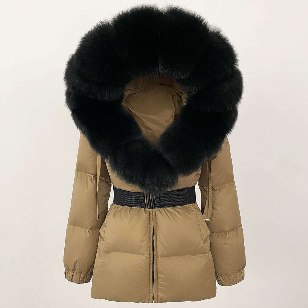 2024 Winter Puffer Women Hooded Thick Warm White Duck Down Coat Female Parkas Waterproof Real Fox Fur Jacket