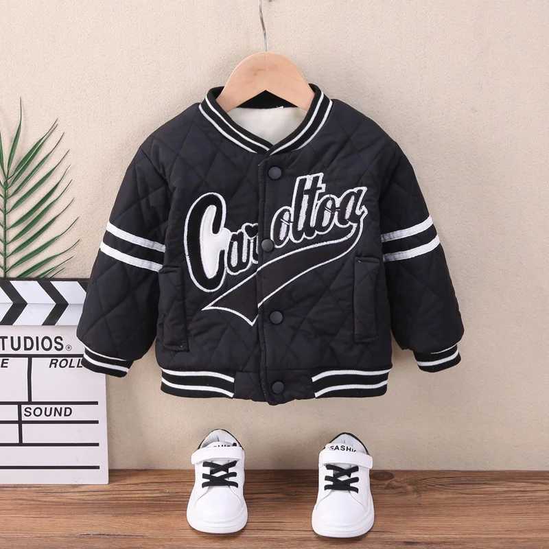 New Childrens Wool Baseball Jacket Autumn/Winter Warm Jacket Fashion Letter Pattern Jacket Childrens Clothing 1-5 Years M241018