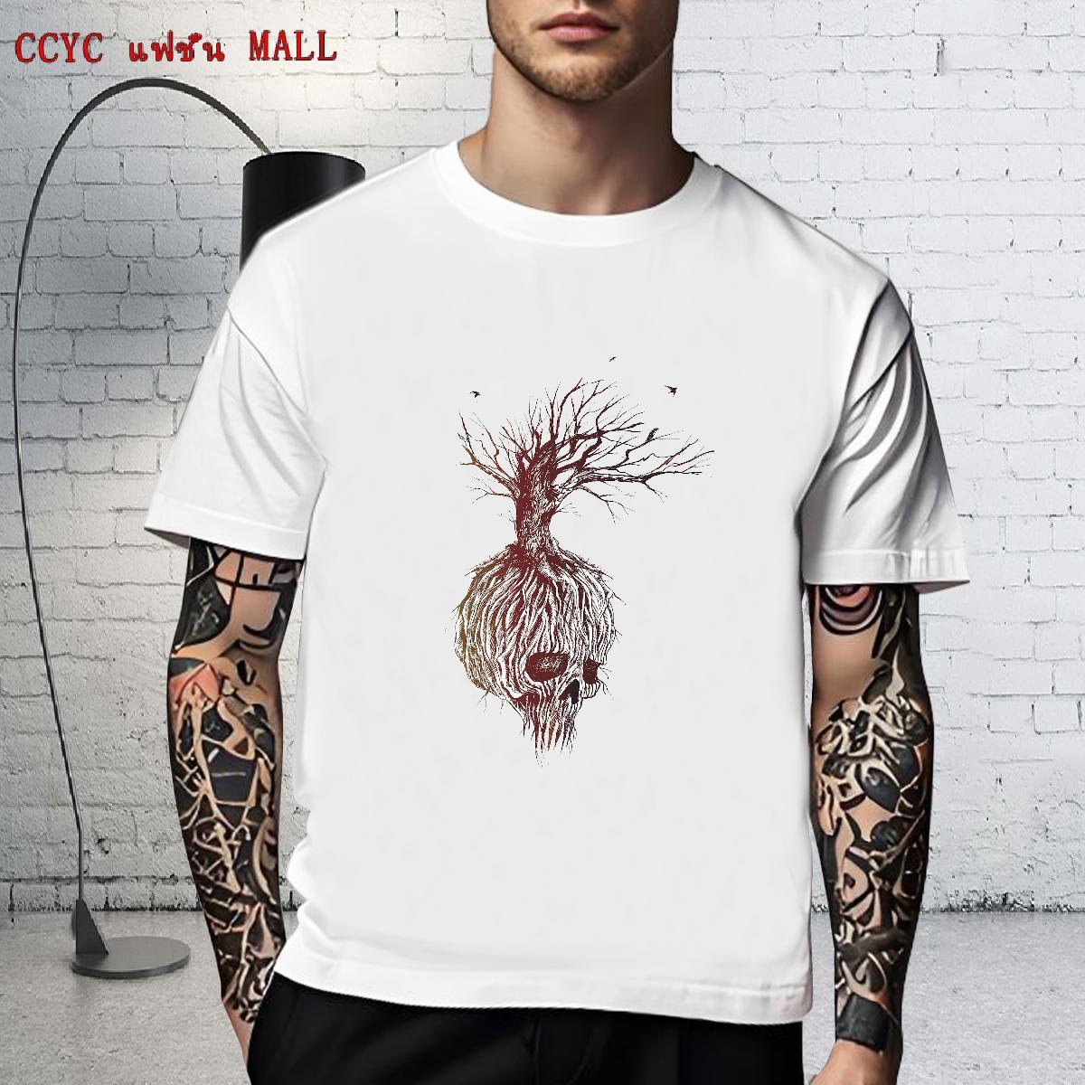 Loose Men T Shirts 230g Cotton skull Outdoor Custom Big Size Breathable Crew Neck Tshirt for Man Woman Brand Wear