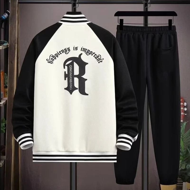 M6XL oversized Jacket Suit Mens Fashion Casual Tracksuits Outdoor Fitness Jogging Sets Sports zipper Sweatshirt Pants 241017