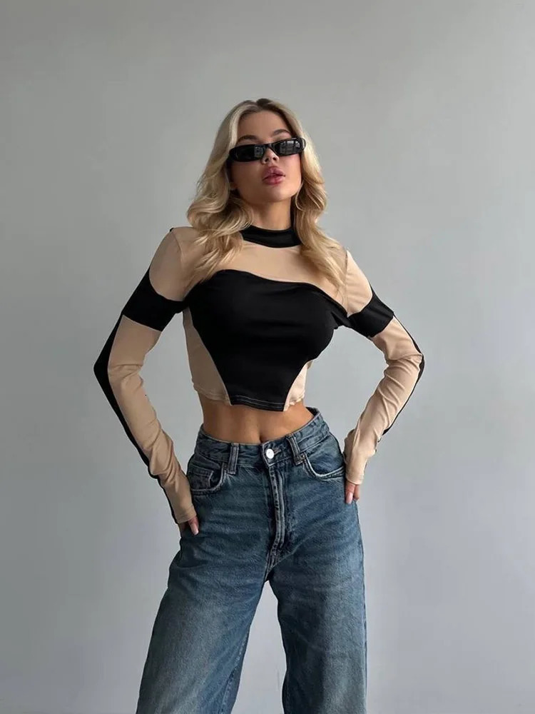 CNYISHE n Sense Fashion Sexy Club Women Tshirts Long Sleeve O Neck Streetwear Sheath Tops High Street Female Tees Slim 241018