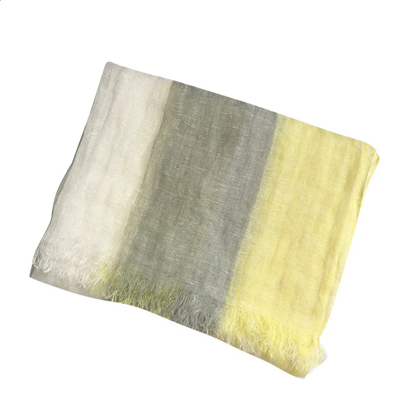 Spring and Summer Wide Striped Linen Womens Scarf 241017