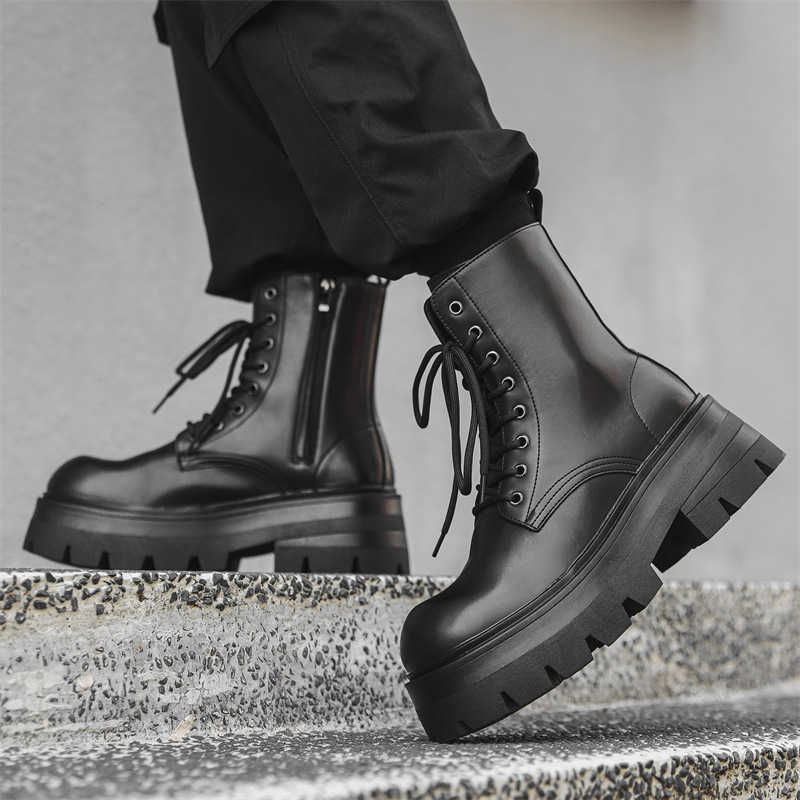 Martin Boot Thick Soled Ankle Boots For Men Mid To High Cut British Style Chelsea Boots Casual Mens Leather Shoes Trendy Boots Fashion Boots 240927