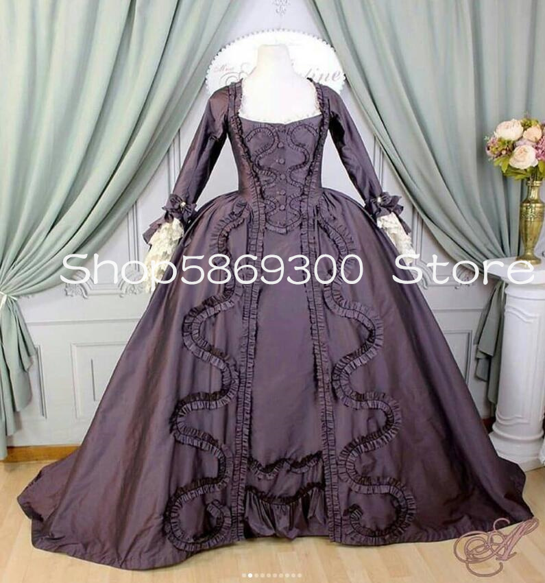 Black Gothic Victorian Evening Dresses Costume Long Sleeve Marieantoinette Madam Eaugustine Prom Dress Outfit Halloween