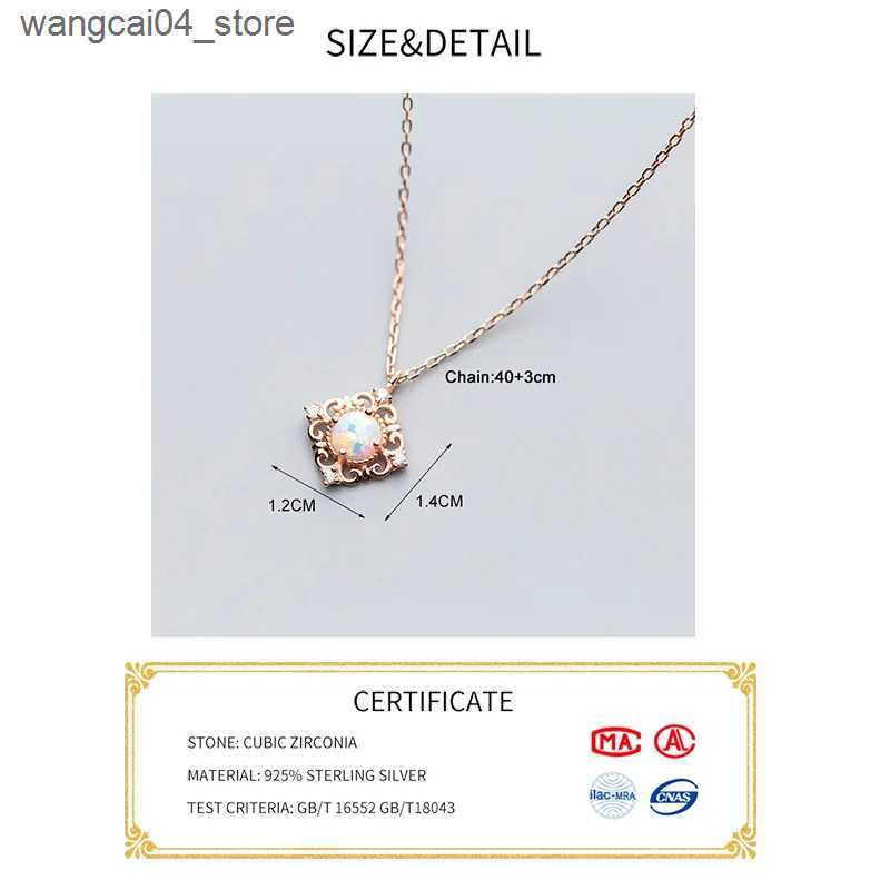 Chokers INZATT INS Real 925 sterling silver opal geometric pattern necklace suitable for womens classic exquisite jewelry minimalist accessories L2409