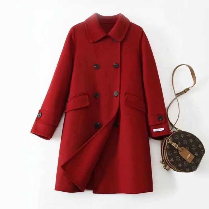 Fashion Casual Woolen Windbreaker Women Overcoat Winter 2023 New Korean Loose Long Thick Woolen Coat Female Outwear Autumn CoatX241009