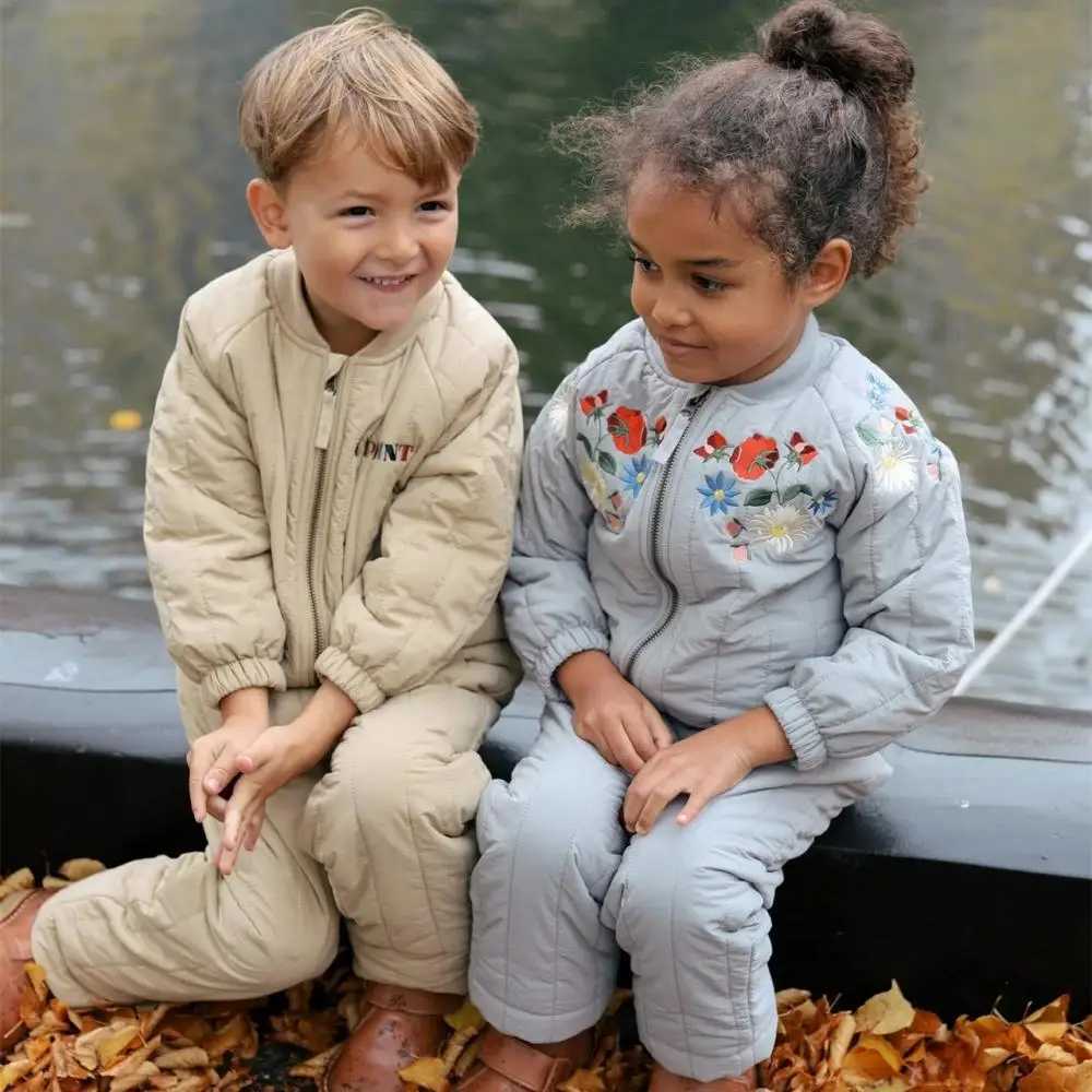 New Girl Autumn Heavy Coat Baby Boys Embroidered Cotton Jacket Childrens Fashion Cowboy Baseball Jacket M241018