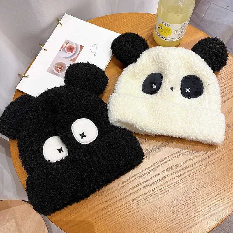 Childrens Panda Hats Autumn Winter Thicken Caps for Boys Girls 2024 Knitted Kids Warm Windproof Kids Hat Baby Accessories LX241018