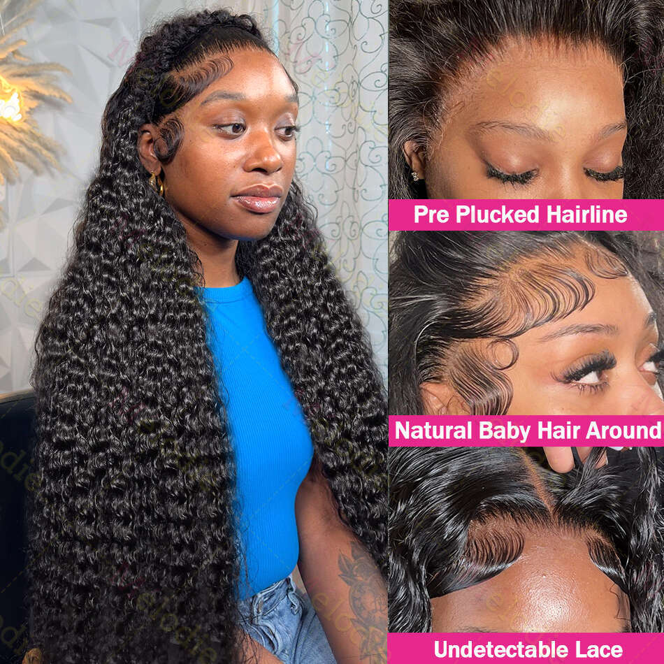 Water 13x6 Lace Front Human Hair Wigs For Women 30 34 Inch HD Wet And Wavy Loose Deep Wave Frontal Wig