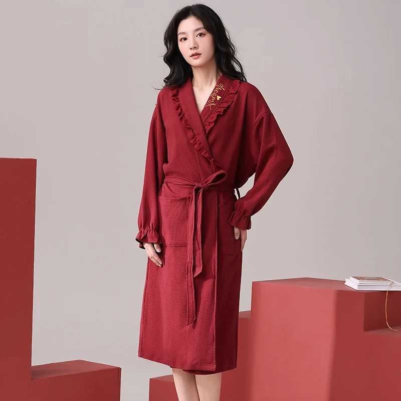 2024 Autumn Couple Long Sleeve 100% Cotton Kimono Robes for Men High Quality Soft Sleepwear Bathrobe Women Homewear Home ClothesXJ241018