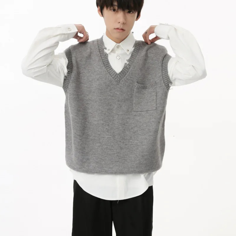 LEVIORTIN Autumn Product Korean Edition College Style Vneck Knitted Vest Sweater Trendy 241018