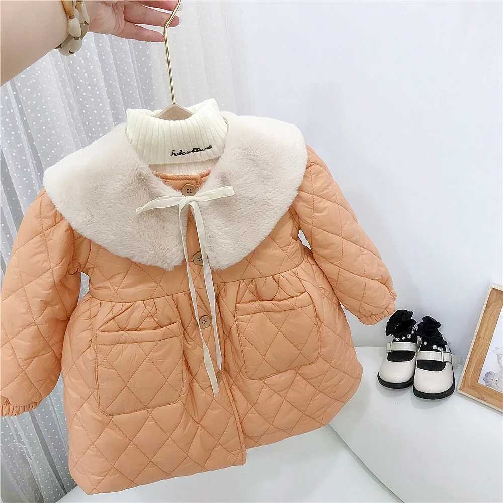 Girls outerwear cotton outerwear new warm and thick winter gift childrens clothing M241018