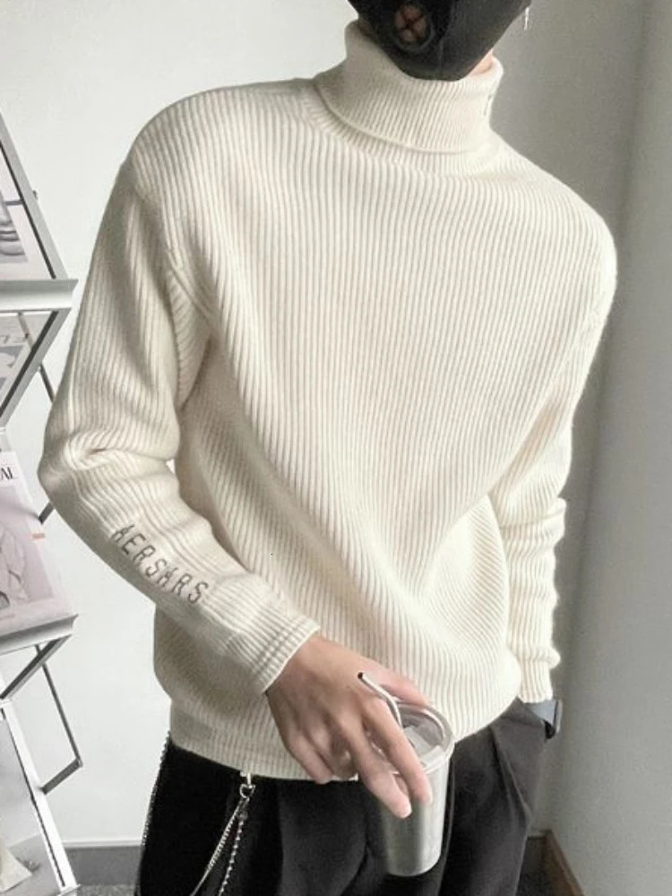 Man High Collar Knitted Sweaters for Men Pullovers Turtleneck White Letter Golf in Selling Products Warm S 241018