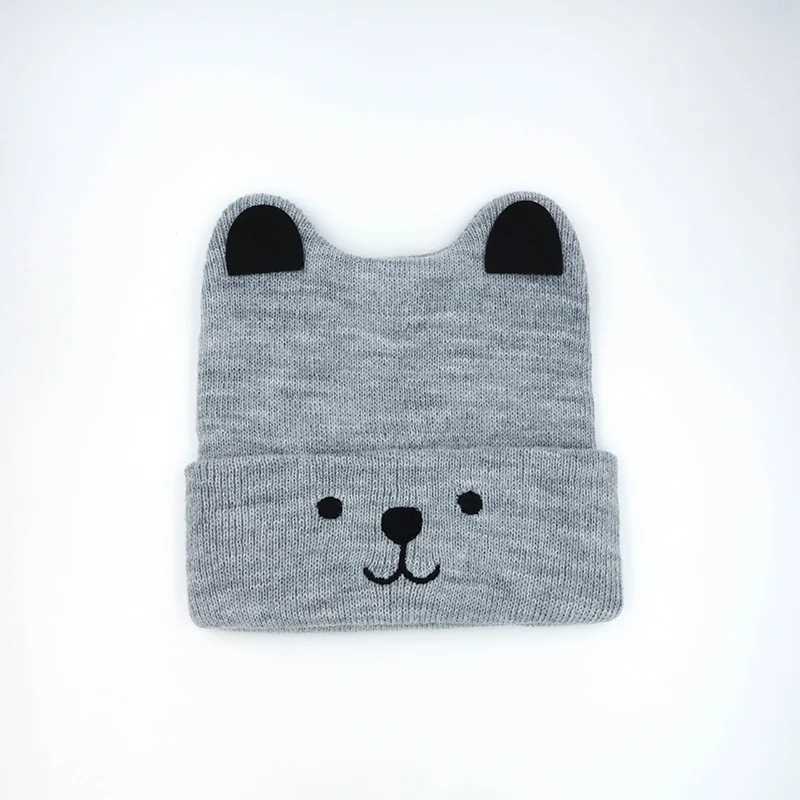 Newborn Spring Hat Crochet Grey Baby Bear Ear Infant Bonnet Baby Cap for Girls Boys Kids New Baby Spring Autumn And Winter LX241018