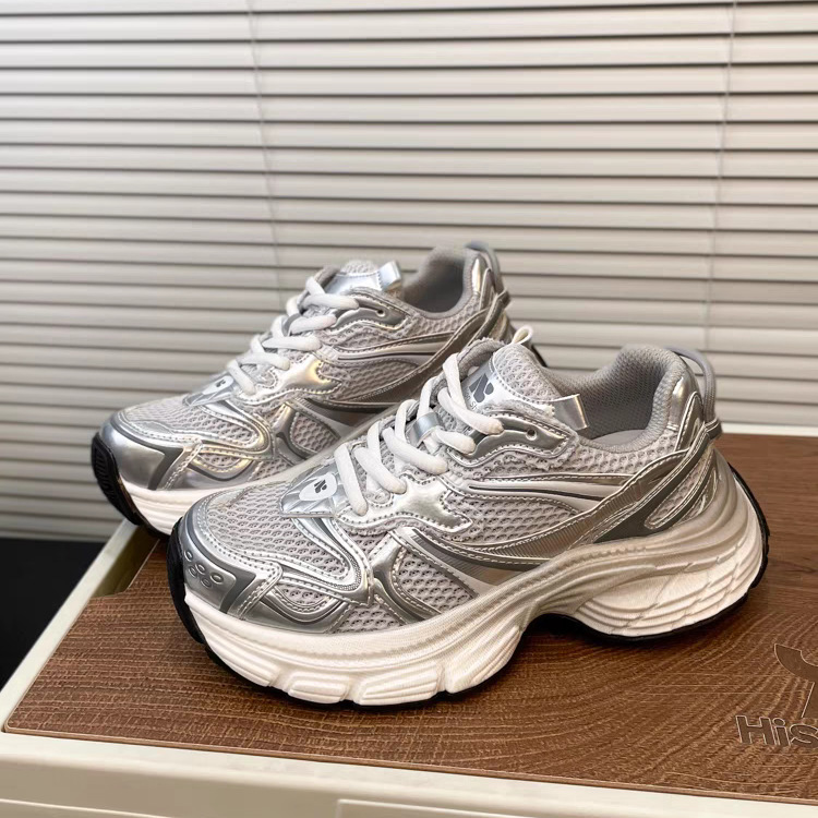 Daddy Female Ins Tide Outdoor Spring And Summer Thick Bottom Sneakers Mesh Designer Sier White Casual Shoes Size 35-40 With BOX