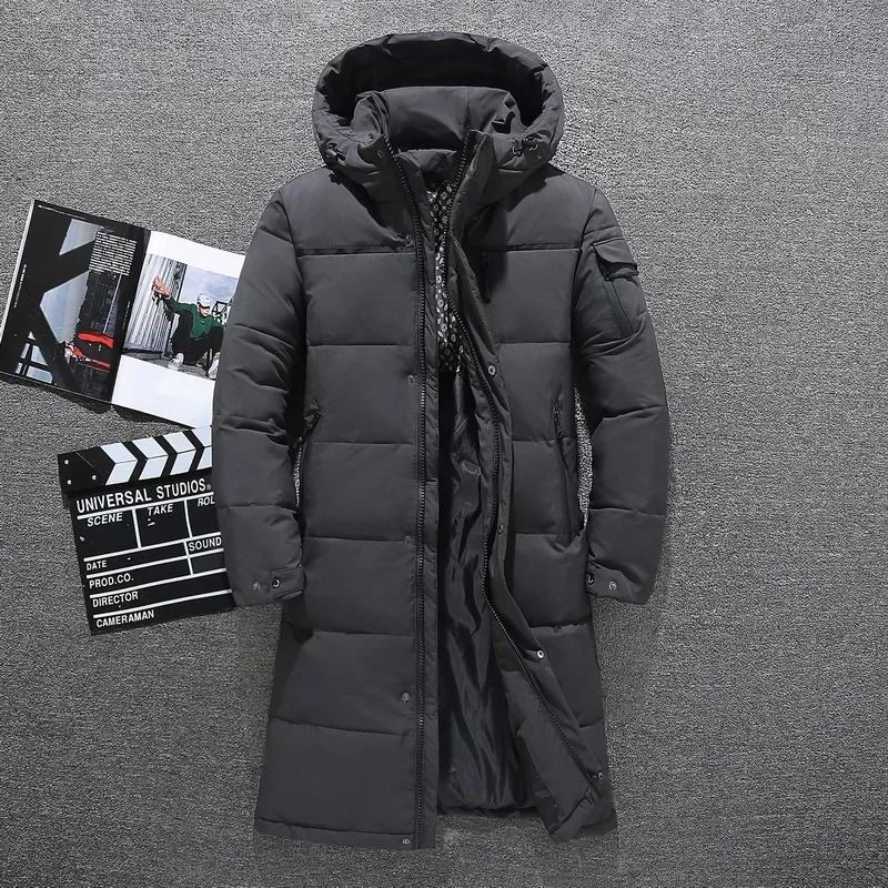 Winter Mens Down Jacket Thick Thermal Waterproof Coat Highquality Long 80% White Duck Hooded Male Parka 5XL 241018