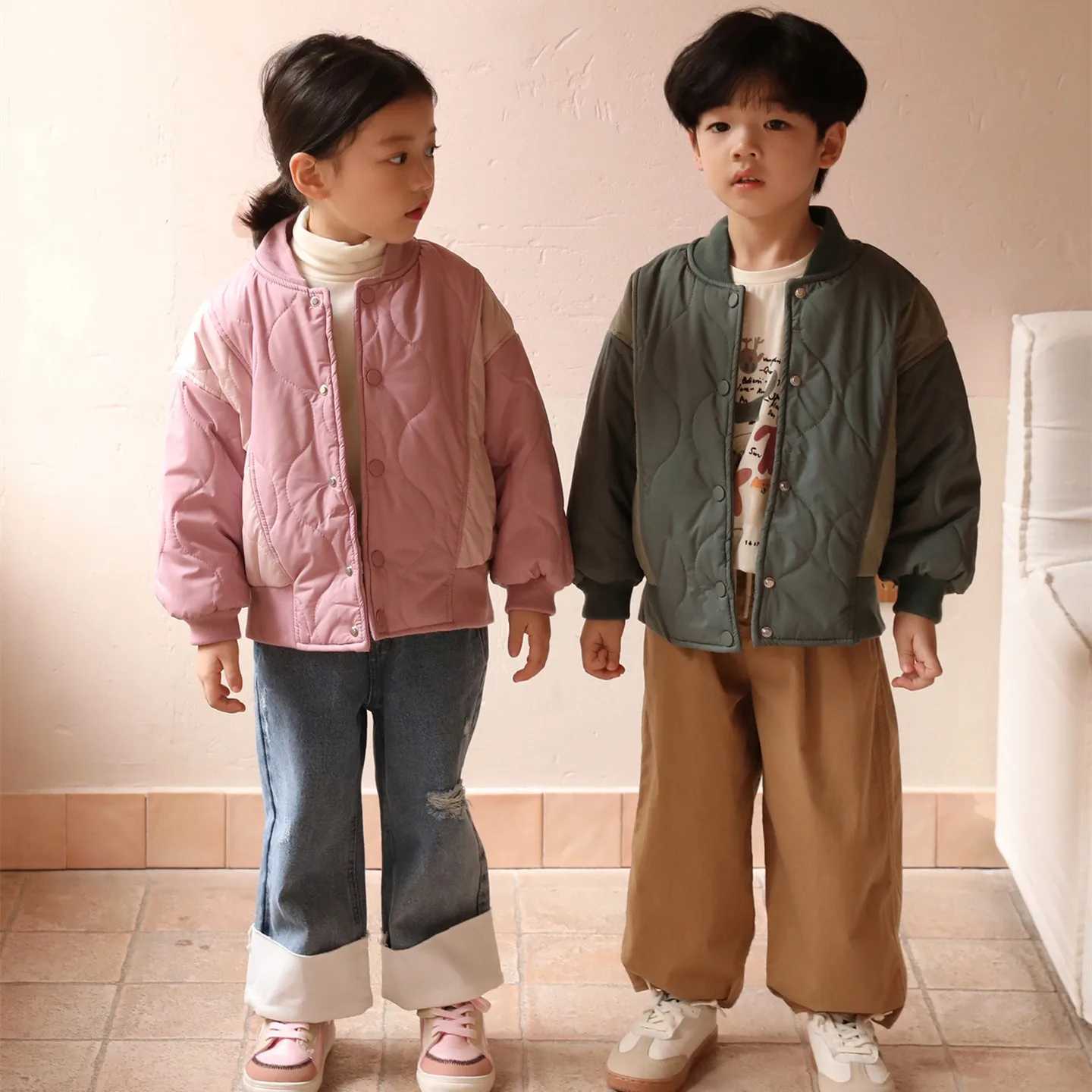 Winter childrens baseball uniform jacket baby boys thick cotton jacket childrens clothing girls down jacket 2-8Y M241018