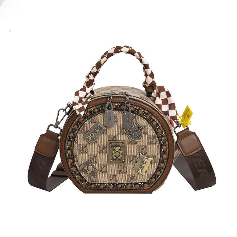 Leather Round Pu Cake Bag: Retro Texture Women's Versatile Crossbody Handbag 4
