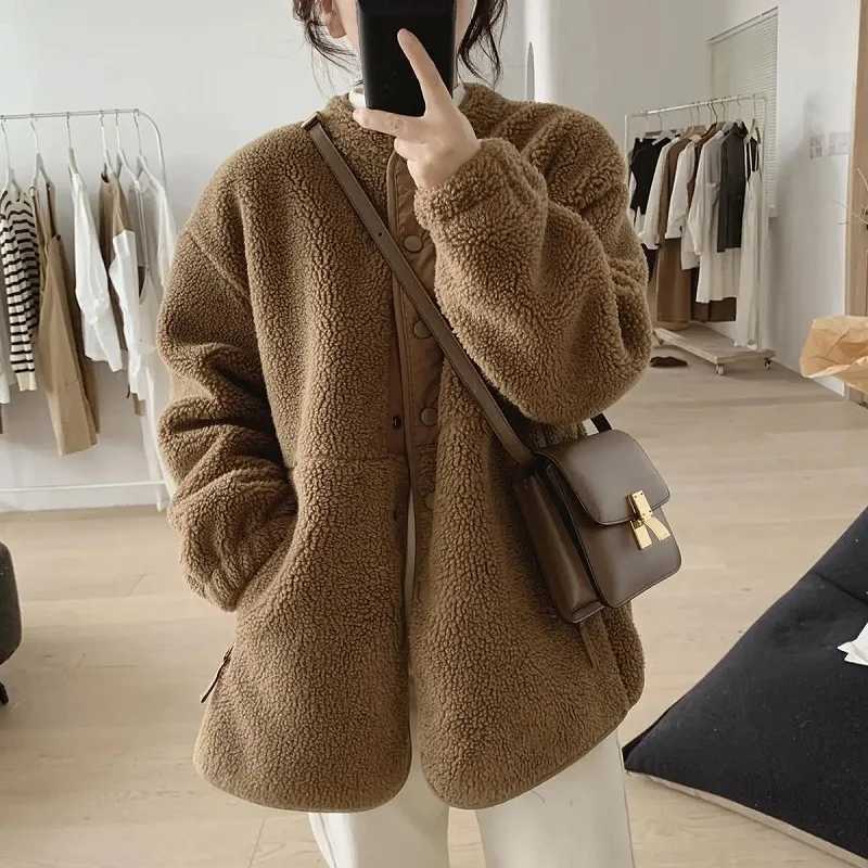 Y2k Korean Version Winter Clothes Women Jackets Lambwool Coat Fashion Casual Loose Oversize Thick Parkas Long Sleeve Tide CoatsX241018