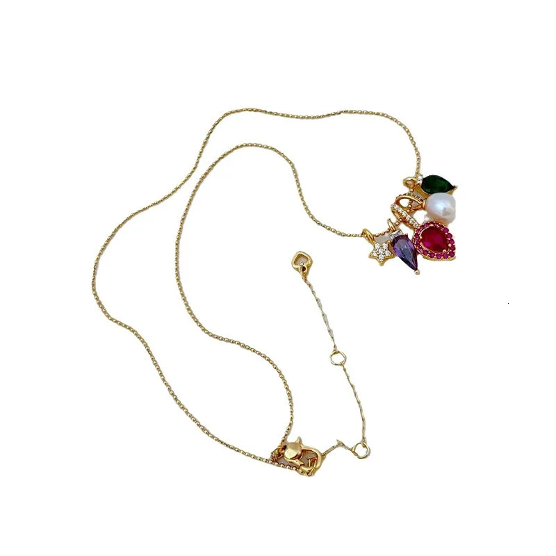 Pearl Star Peach Heart Square Pendant Harajuku Korean Fashion Trend Elegant Minimalist Peoples Necklace Hippop 241018