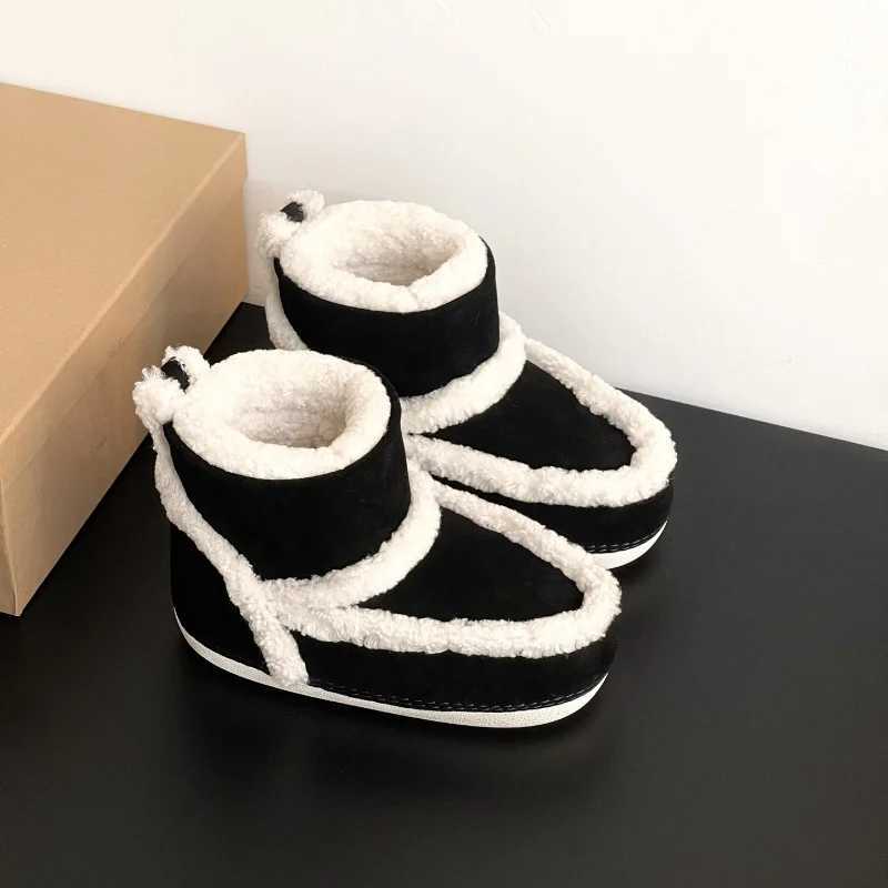 Boots 24 womens snow boots height increase insulated leather and wool thick casual ugly and cute short boots H241018